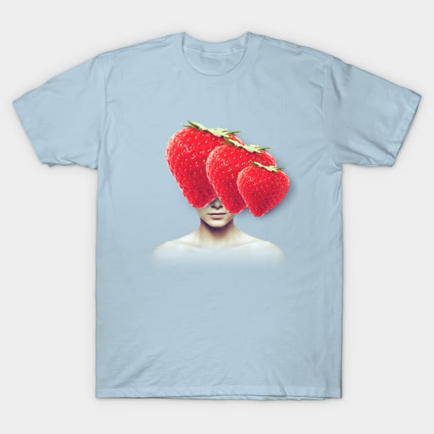 Strawberry head portrait T-Shirt by reesea